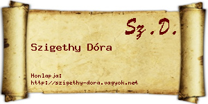 Szigethy Dóra névjegykártya