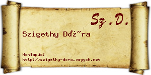 Szigethy Dóra névjegykártya